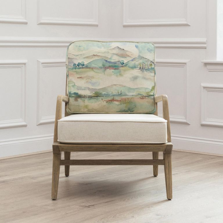 Russet Idris Armchair - Shores Linen - Printed