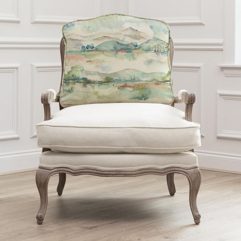 Russet Florence Armchair - Stone and Linen Shores - Printed