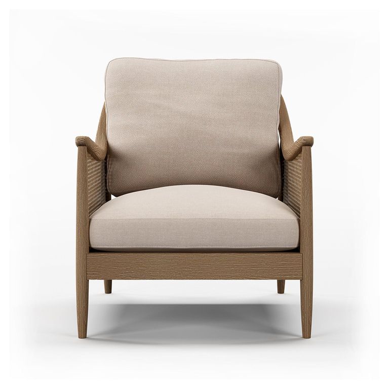Winnie Armchair - Natural Fabric and Rattan