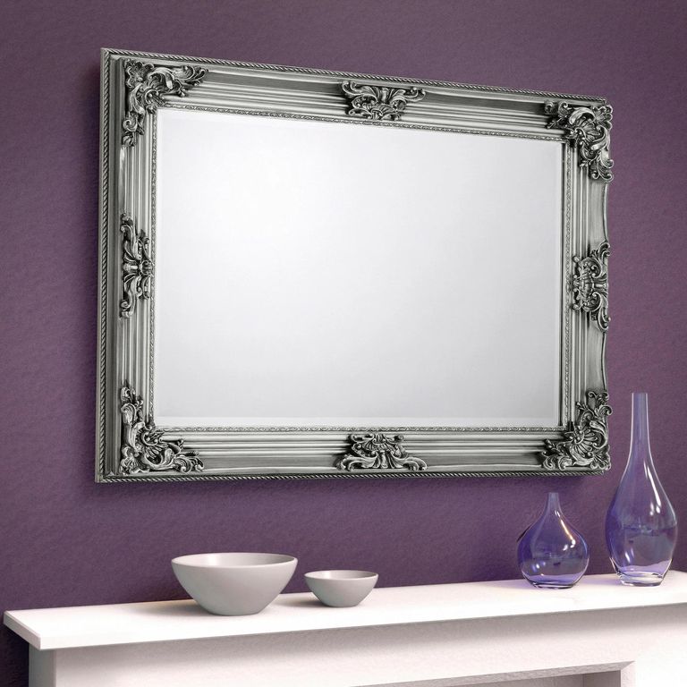 Rococo Wall Mirror - Rectangular - Pewter
