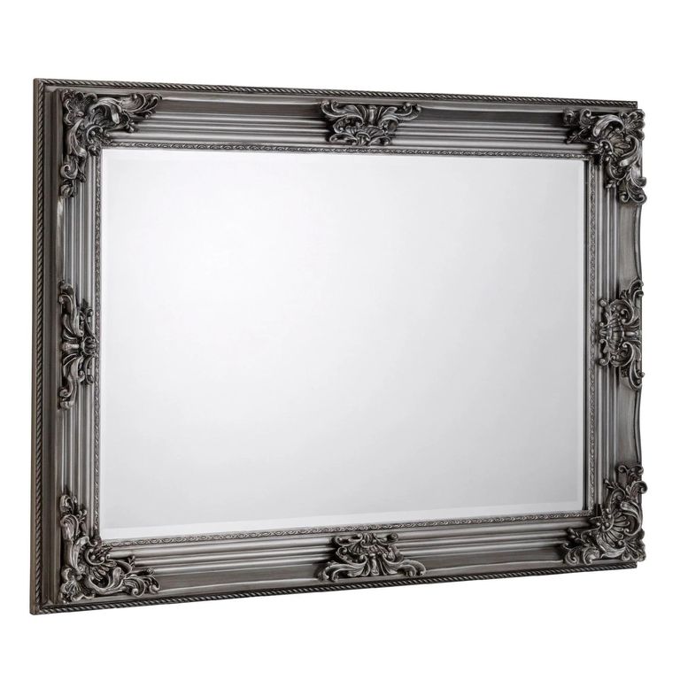 Rococo Wall Mirror - Rectangular - Pewter