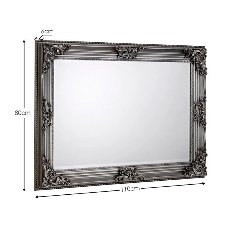 Rococo Wall Mirror - Rectangular - Pewter