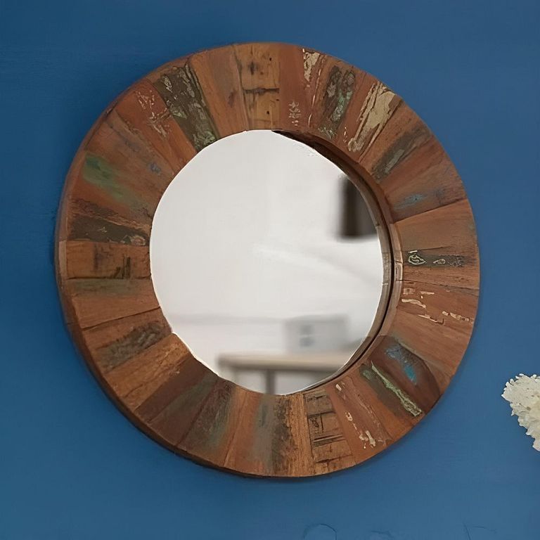 Coastal Wall Mirror - Round - Reclaimed Wood