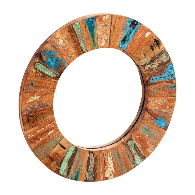 Coastal Wall Mirror - Round - Reclaimed Wood