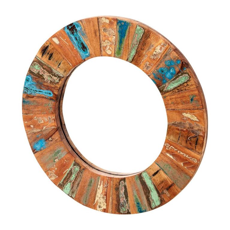 Coastal Wall Mirror - Round - Reclaimed Wood