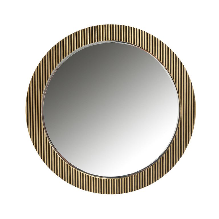 Ironville Brass Ribbed Round Wall Mirror