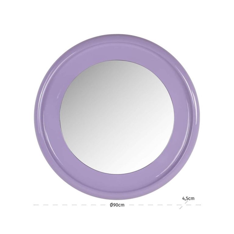 Blissey Wall Mirror - Round - Purple - Metal - 90cm x 4.5cm
