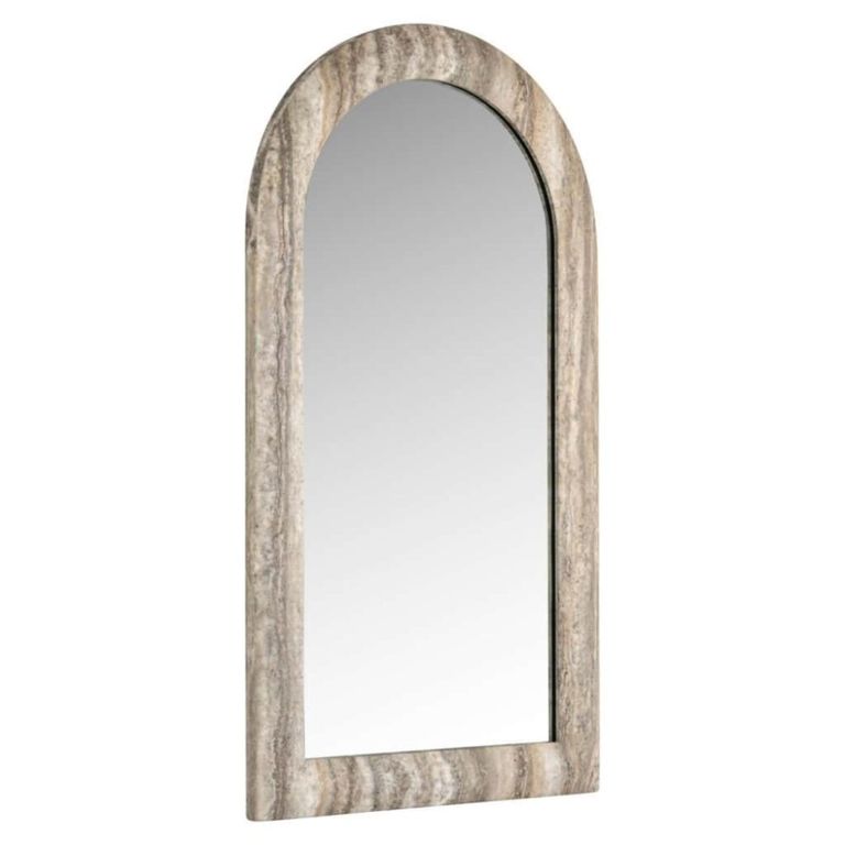 Calvo Wall Mirror - Arch - Grey - Travertine - 55cm x 100cm