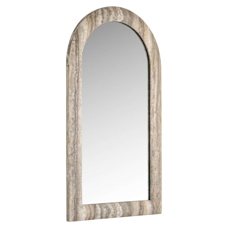 Calvo Wall Mirror - Arch - Grey - Travertine - 55cm x 100cm
