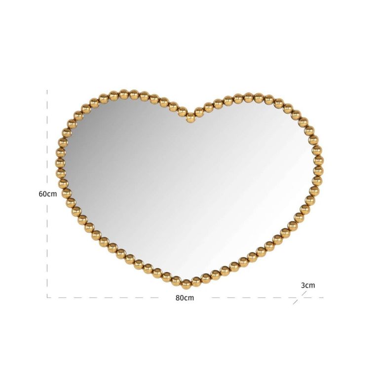 Lovely Heart Wall Mirror - Gold - Metal - 80cm x 3cm