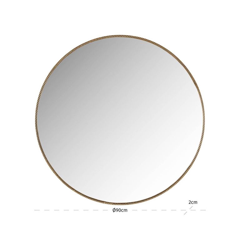 Lavinia Wall Mirror - Round - Gold - Metal - 90cm x 2cm