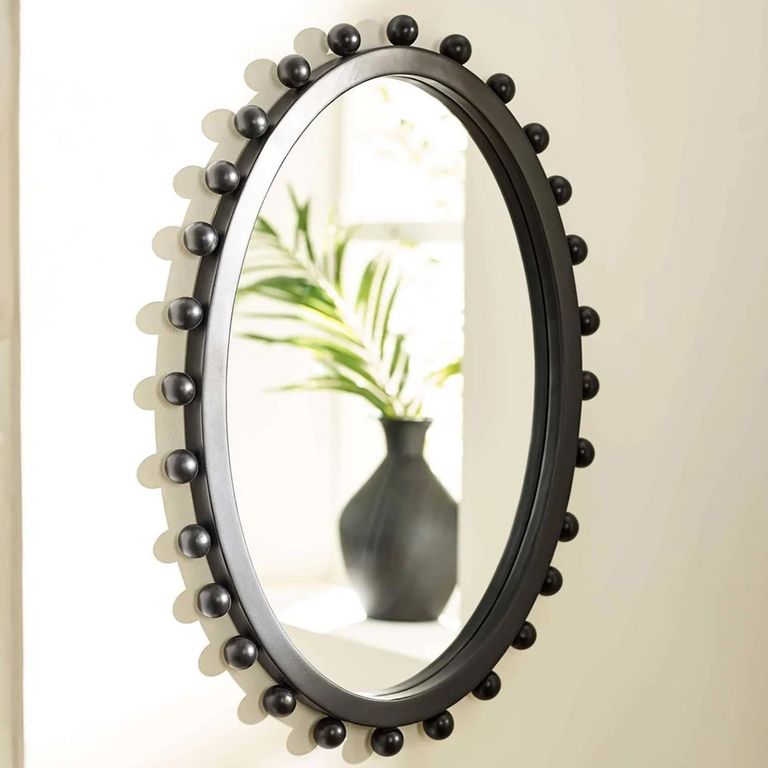 Hendrix Wall Mirror - Beaded Edge - Oval - Black - Wood - 46cm x 67cm