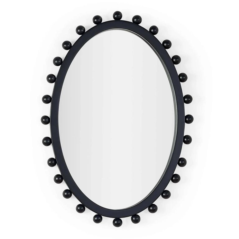 Hendrix Wall Mirror - Beaded Edge - Oval - Black - Wood - 46cm x 67cm