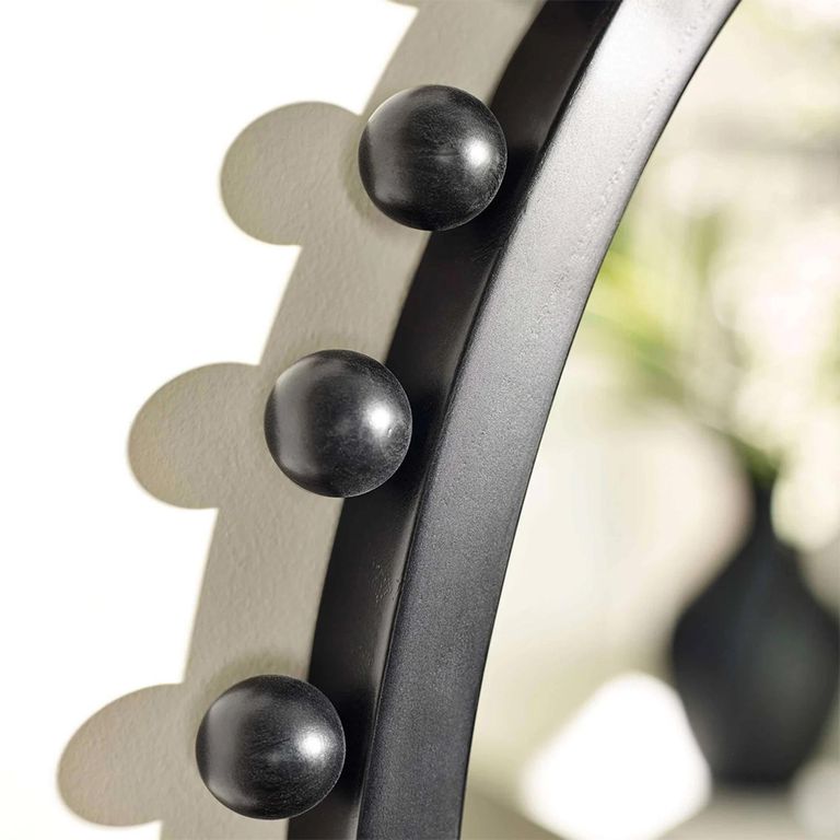 Hendrix Wall Mirror - Beaded Edge - Oval - Black - Wood - 46cm x 67cm