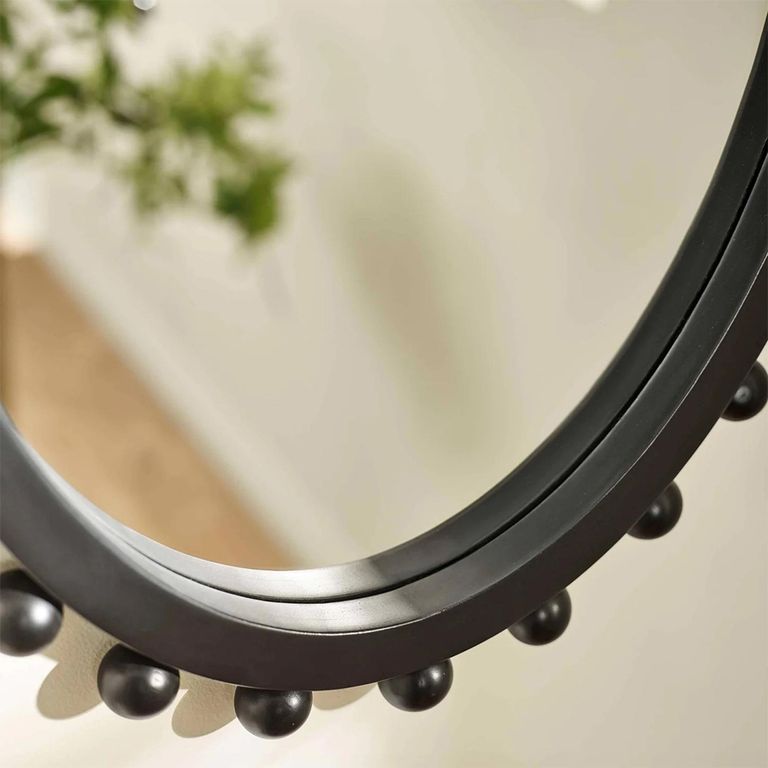 Hendrix Wall Mirror - Beaded Edge - Oval - Black - Wood - 46cm x 67cm