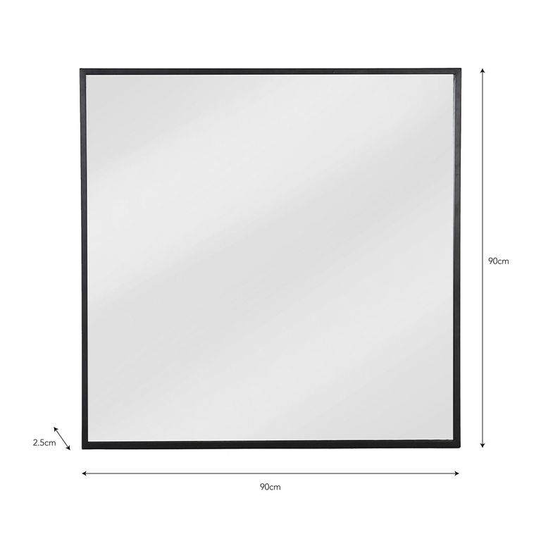 Avening Square Wall Mirror 90x90cm Black