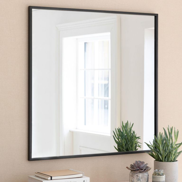Avening Square Wall Mirror 90x90cm Black