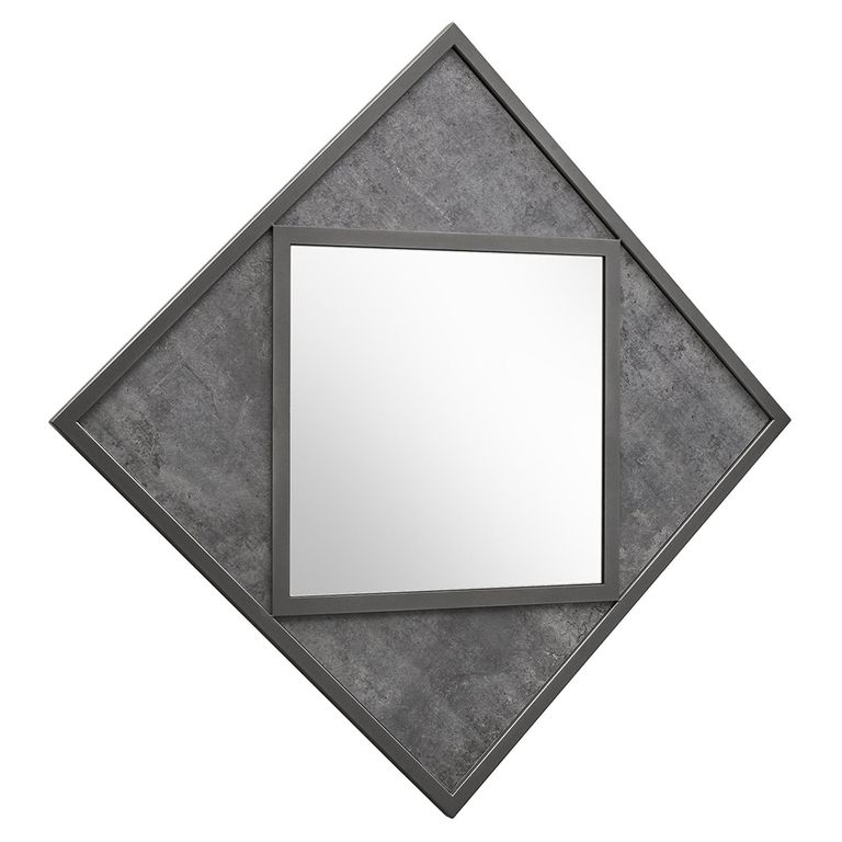 Renzo Zinc & Dark Grey Wall Mirror - Square