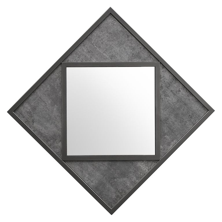 Renzo Zinc & Dark Grey Wall Mirror - Square