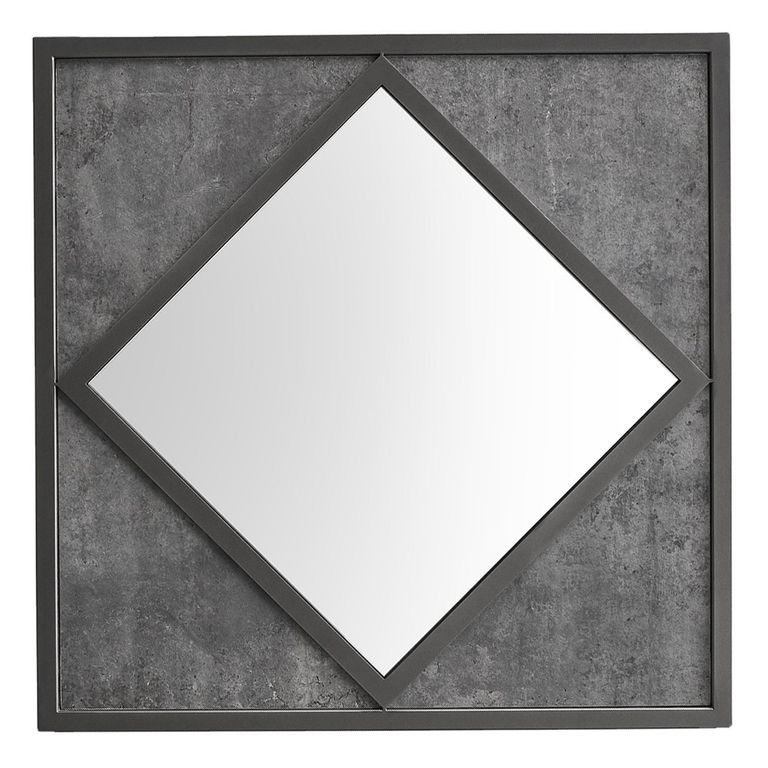 Renzo Zinc & Dark Grey Wall Mirror - Square