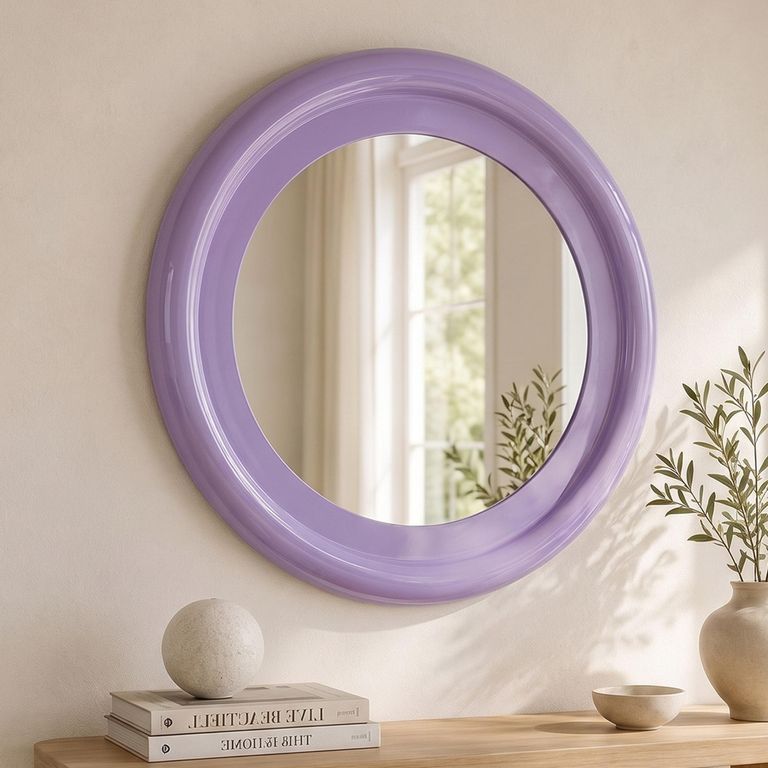 Blissey Wall Mirror - Round - Purple - Metal - 90cm x 4.5cm