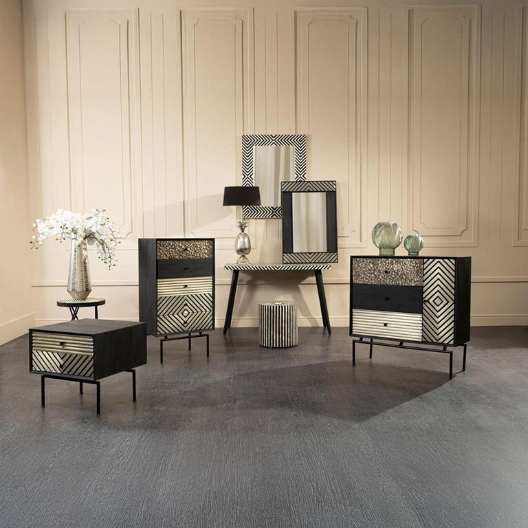 Boho Wall Mirror - Bone Inlay Frame - Large