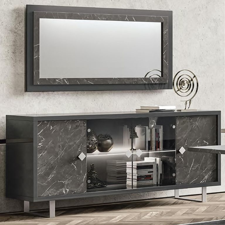 Carvelle Dark Grey Wall Mirror