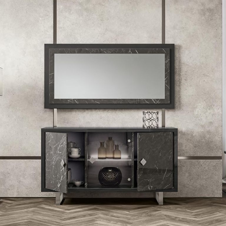 Carvelle Dark Grey Wall Mirror