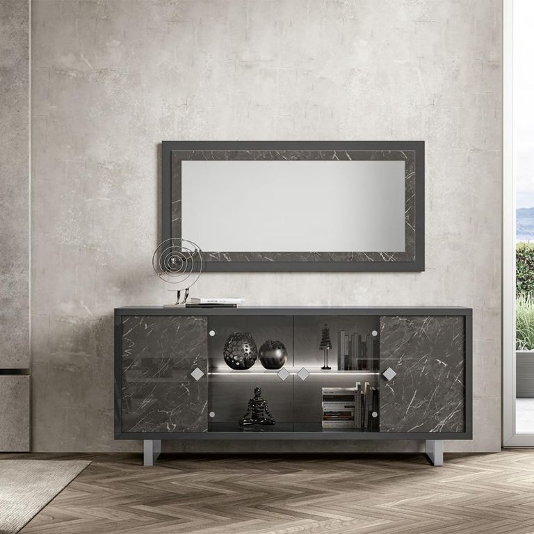 Carvelle Dark Grey Wall Mirror