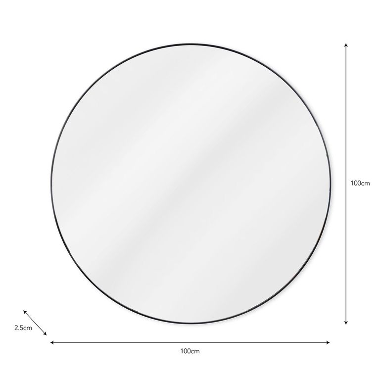 Cherington Round Wall Mirror 100cm Black