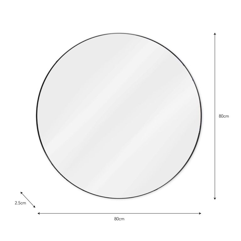 Cherington Round Wall Mirror 80cm Black