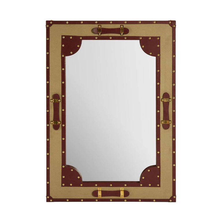 Columbus Wall Mirror - Canvas with Leather Trim