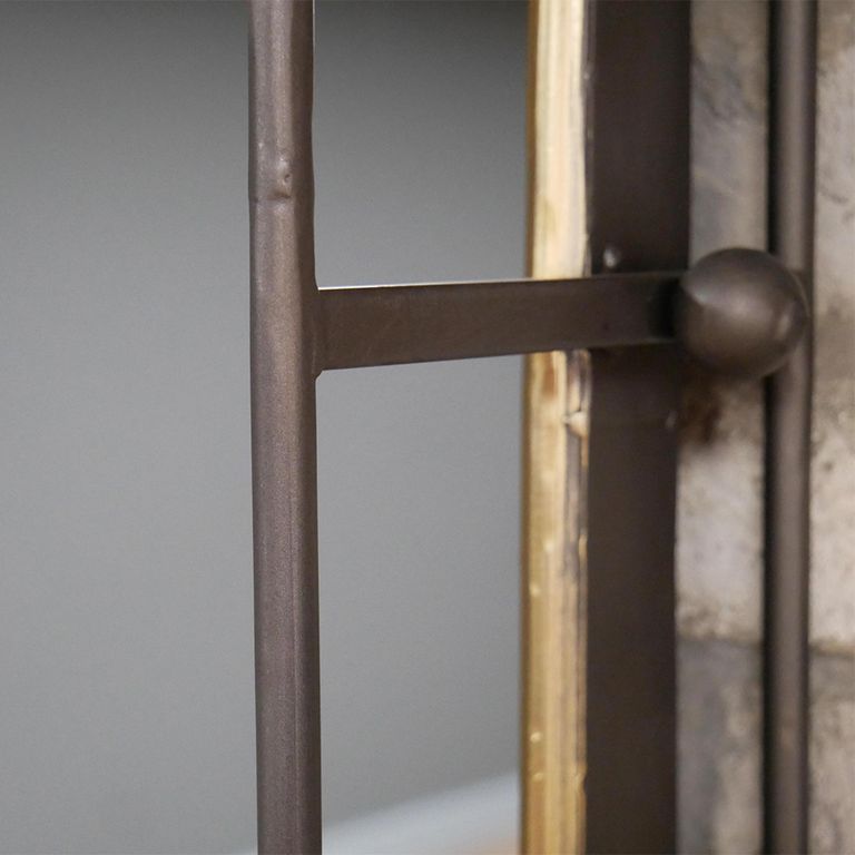 Wall Unit - Black Metal and Gold - 1 Drawer - with Mirror