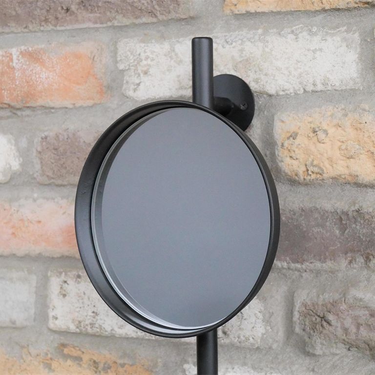 Wall Mirror - Black Metal - with Shelves