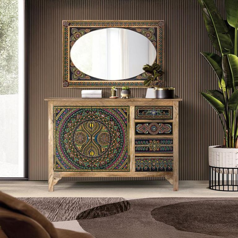 Galach - Black Painted Mango Wood - Wall Mirror