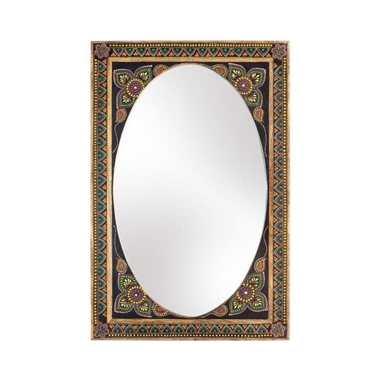 Galach - Black Painted Mango Wood - Wall Mirror