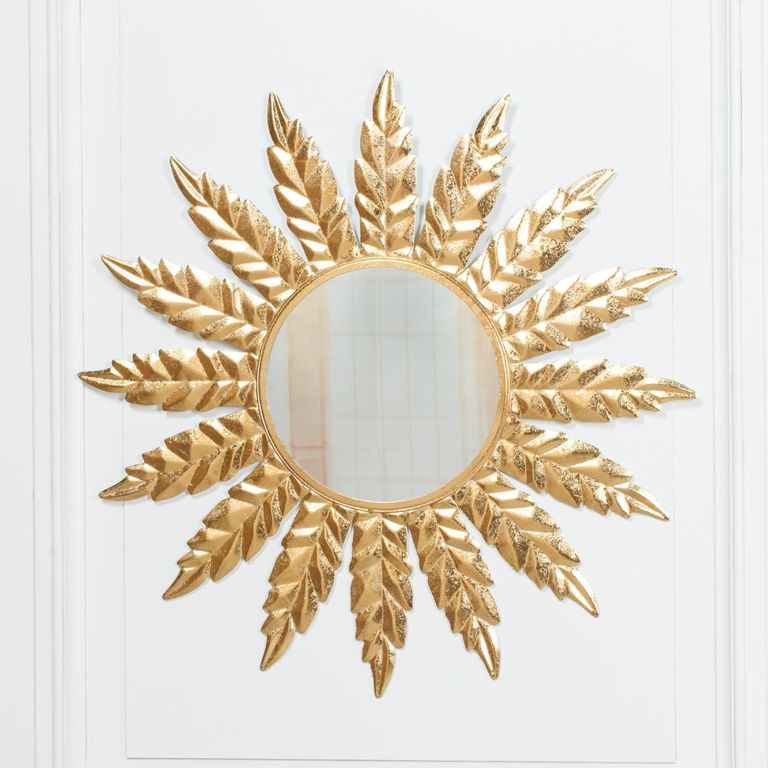 Flower Wall Mirror - Gold - Round - Metal - 76cm x 76cm