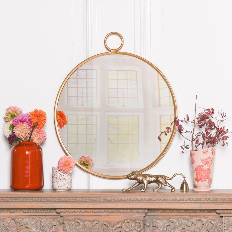 Hook Wall Mirror - Gold - 50cm x 58.5cm