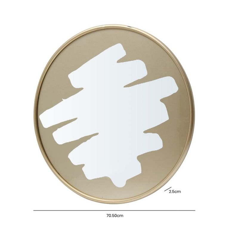 Wall Mirror - Round - Gold Metal - 70.5cm x 70.5cm
