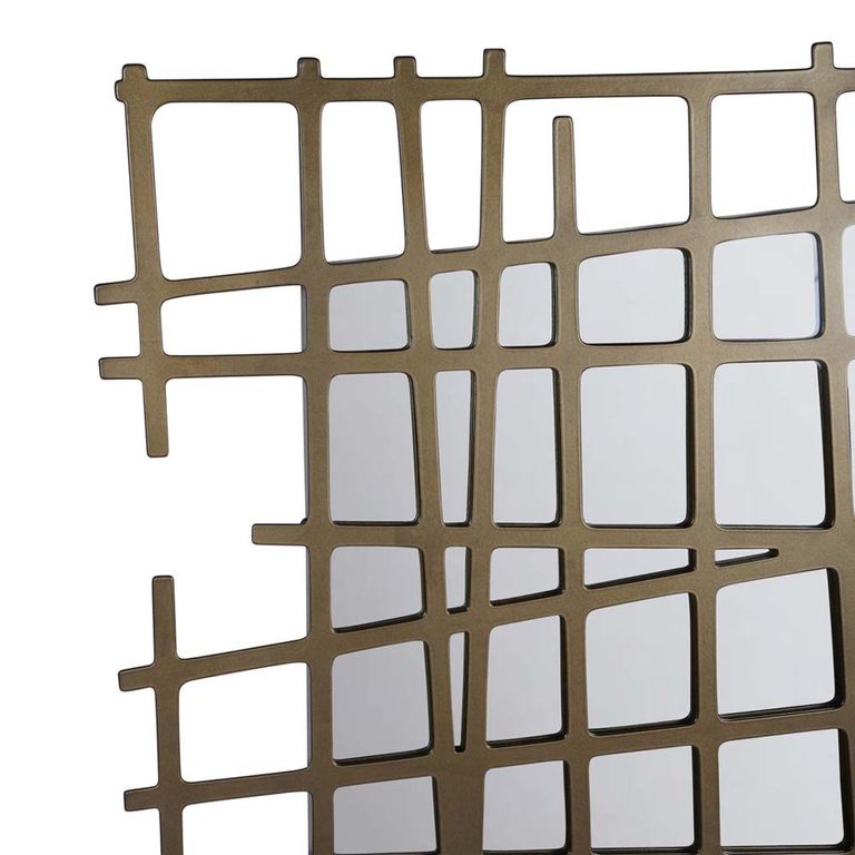Lattice Wall Decor Mirror - Brass