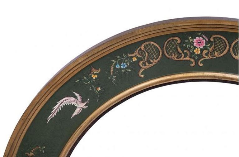 Meerut Green Fountain Design Large Round Wall Mirror