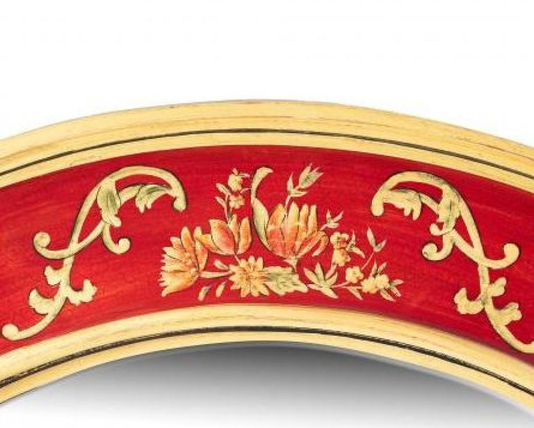 Meerut Red Floral Design Large Round Wall Mirror