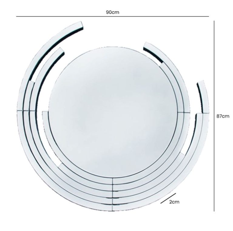 Modern Accent Mirror - Round - Chrome - 90cm x 87cm