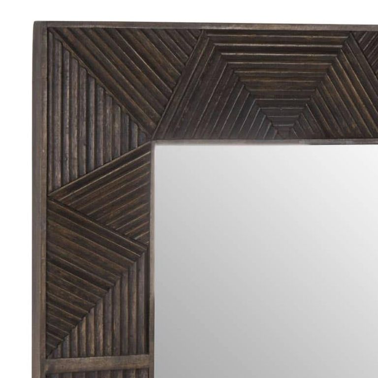 Saira Wall Mirror - Carved - Square - Mango Wood