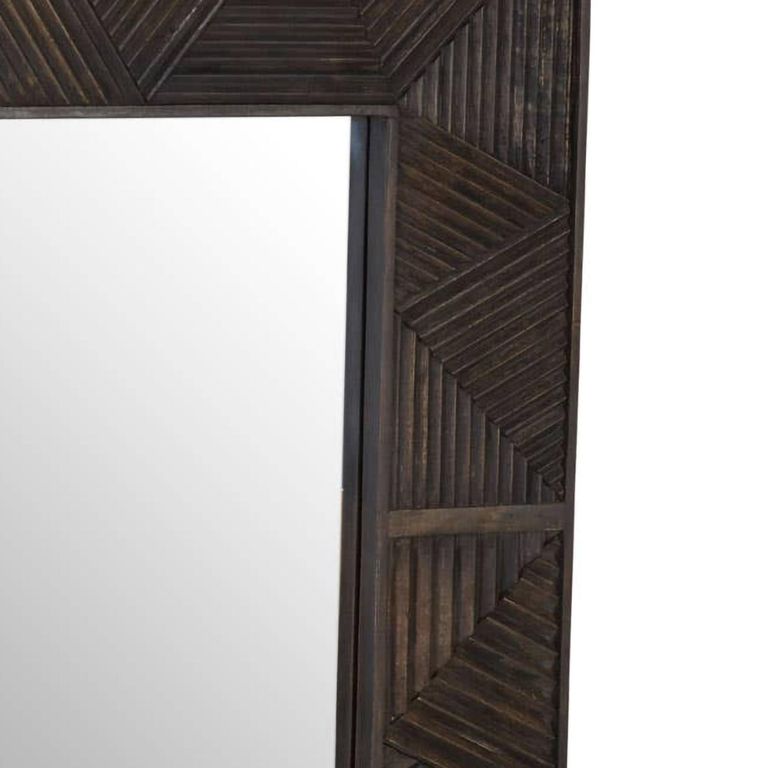 Saira Wall Mirror - Carved - Square - Mango Wood