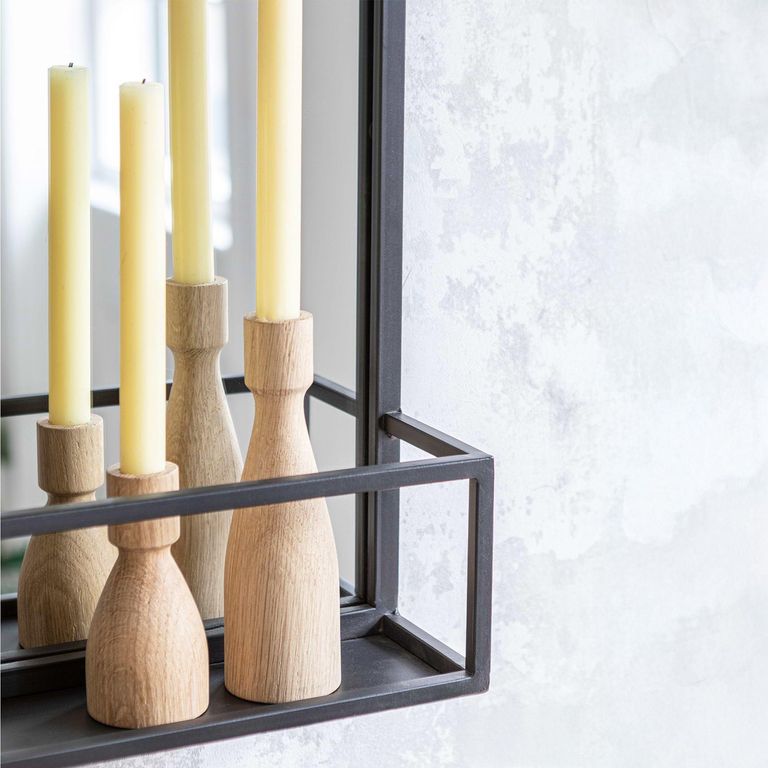 Sapperton Mirror with Shelf Black