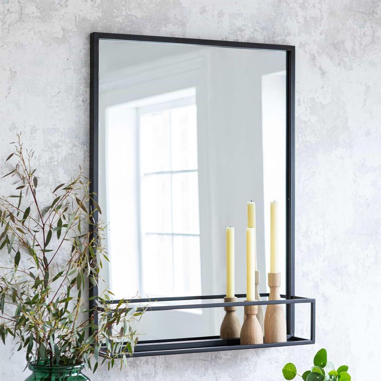 Sapperton Mirror with Shelf Black