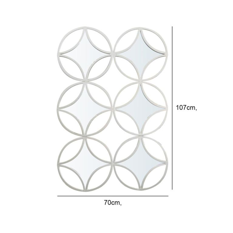 Wall Mirror - Silver Metal - 70cm x 107cm