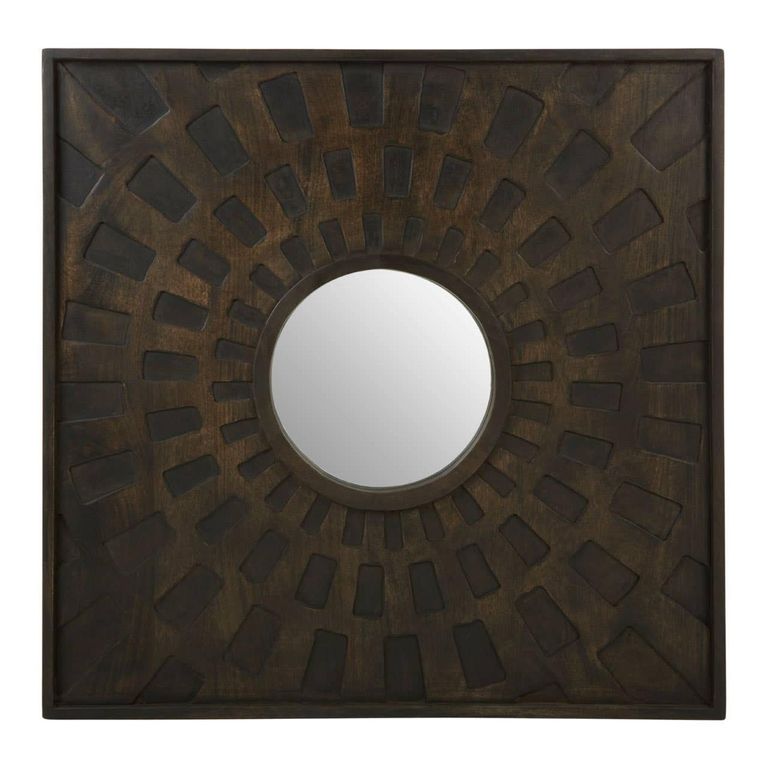 Suri Wall Mirror - Brown Mango Wood - Italian