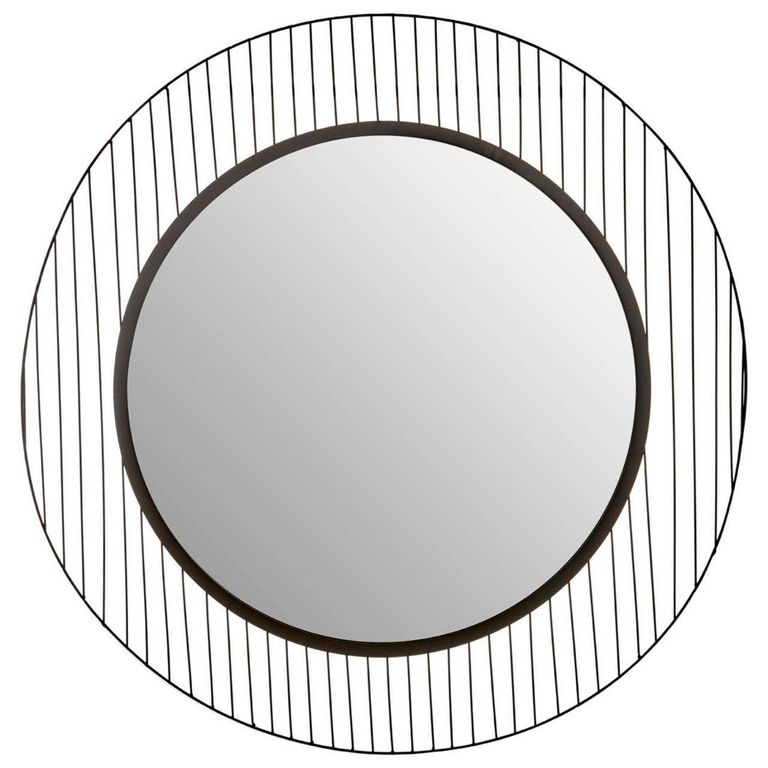 Trento Wall Mirror - Round - Black Linear